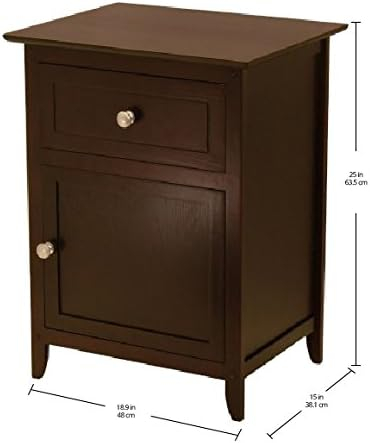 Winsome 25 x 18.9 x 14.96-Inch Composite Wood End/Night Table with Satine Nickel Knob, Natural (81115)