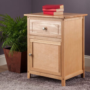 Winsome 25 x 18.9 x 14.96-Inch Composite Wood End/Night Table with Satine Nickel Knob, Natural (81115)