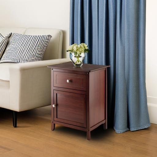 Winsome 25 x 18.9 x 14.96-Inch Composite Wood End/Night Table with Satine Nickel Knob, Natural (81115)