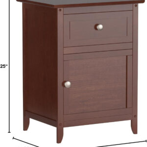 Winsome 25 x 18.9 x 14.96-Inch Composite Wood End/Night Table with Satine Nickel Knob, Natural (81115)