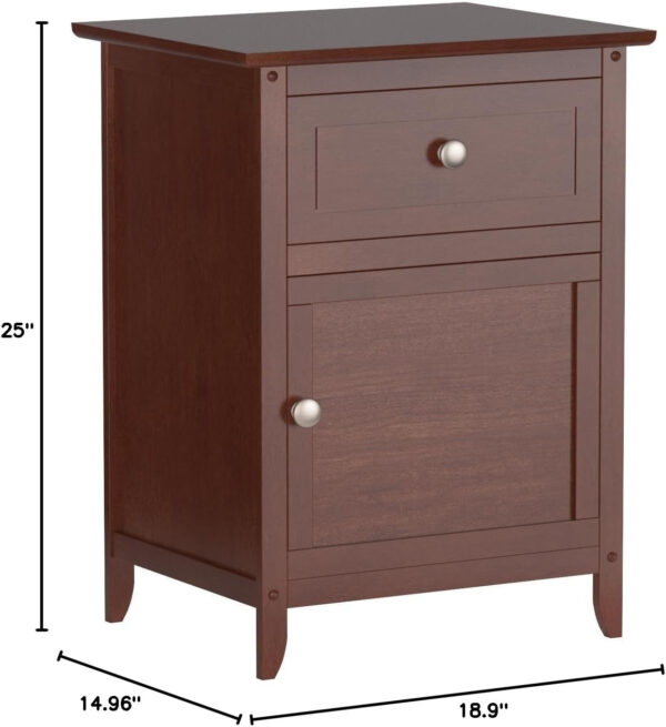 Winsome 25 x 18.9 x 14.96-Inch Composite Wood End/Night Table with Satine Nickel Knob, Natural (81115)