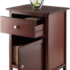 Winsome 25 x 18.9 x 14.96-Inch Composite Wood End/Night Table with Satine Nickel Knob, Natural (81115)