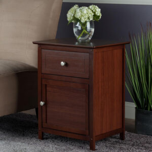 Winsome 25 x 18.9 x 14.96-Inch Composite Wood End/Night Table with Satine Nickel Knob, Natural (81115)