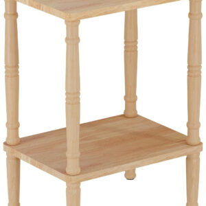 LUCKNOCK Solid Wood Side Table, 2-Tier Small End Table with Storage Shelf, Narrow Nightstand Bedside Table for Small Spaces, Bedroom, Living Room, Farmhouse, No-Tool Assembly.