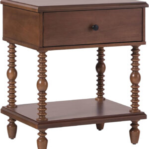 Walker Edison Easy Assembly Wood 1 Drawer Spindle Nightstand - Dark Brown