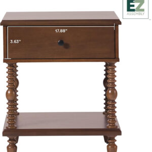 Walker Edison Easy Assembly Wood 1 Drawer Spindle Nightstand - Dark Brown