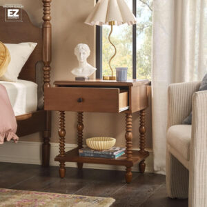 Walker Edison Easy Assembly Wood 1 Drawer Spindle Nightstand - Dark Brown