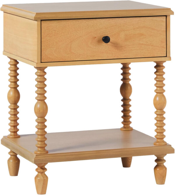 Walker Edison Easy Assembly Wood 1 Drawer Spindle Nightstand - Dark Brown