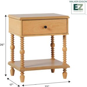 Walker Edison Easy Assembly Wood 1 Drawer Spindle Nightstand - Dark Brown