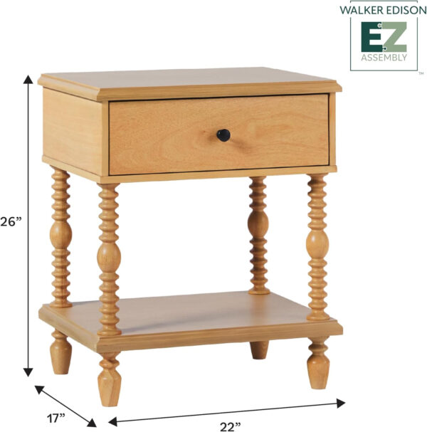 Walker Edison Easy Assembly Wood 1 Drawer Spindle Nightstand - Dark Brown