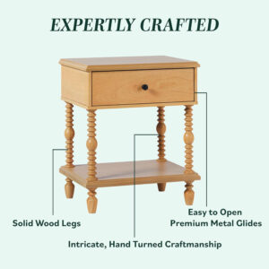 Walker Edison Easy Assembly Wood 1 Drawer Spindle Nightstand - Dark Brown