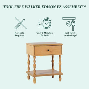 Walker Edison Easy Assembly Wood 1 Drawer Spindle Nightstand - Dark Brown