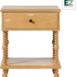 Walker Edison Easy Assembly Wood 1 Drawer Spindle Nightstand - Dark Brown