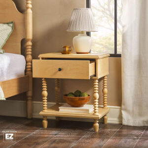 Walker Edison Easy Assembly Wood 1 Drawer Spindle Nightstand - Dark Brown