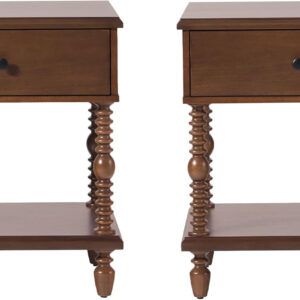 Walker Edison Easy Assembly Wood 1 Drawer Spindle Nightstand - Dark Brown