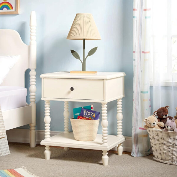 Walker Edison Easy Assembly Wood 1 Drawer Spindle Nightstand - Dark Brown