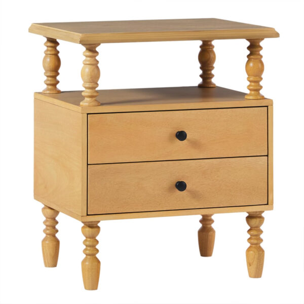 Walker Edison Easy Assembly Wood 1 Drawer Spindle Nightstand - Dark Brown