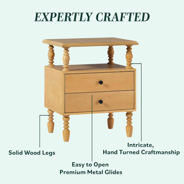 Walker Edison Easy Assembly Wood 1 Drawer Spindle Nightstand - Dark Brown