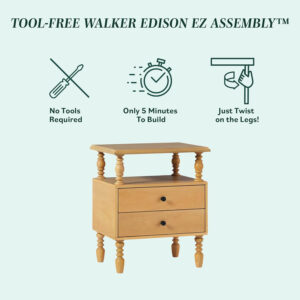 Walker Edison Easy Assembly Wood 1 Drawer Spindle Nightstand - Dark Brown