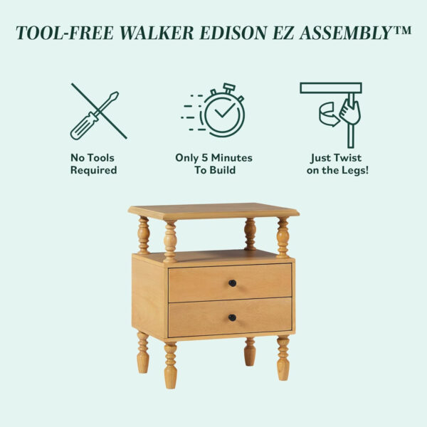 Walker Edison Easy Assembly Wood 1 Drawer Spindle Nightstand - Dark Brown