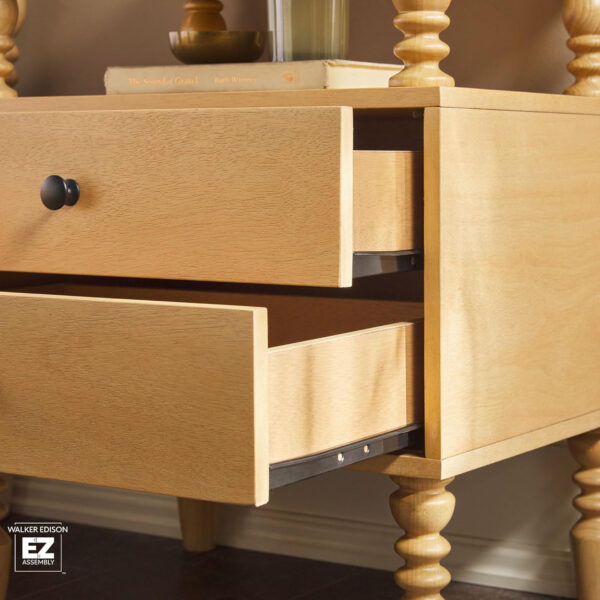 Walker Edison Easy Assembly Wood 1 Drawer Spindle Nightstand - Dark Brown