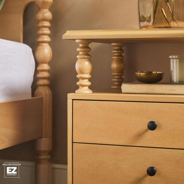 Walker Edison Easy Assembly Wood 1 Drawer Spindle Nightstand - Dark Brown