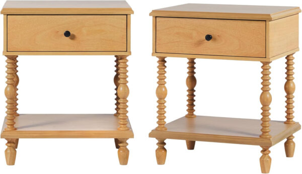 Walker Edison Easy Assembly Wood 1 Drawer Spindle Nightstand - Dark Brown