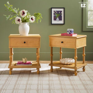 Walker Edison Easy Assembly Wood 1 Drawer Spindle Nightstand - Dark Brown