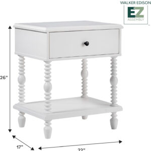 Walker Edison Easy Assembly Wood 1 Drawer Spindle Nightstand - Dark Brown