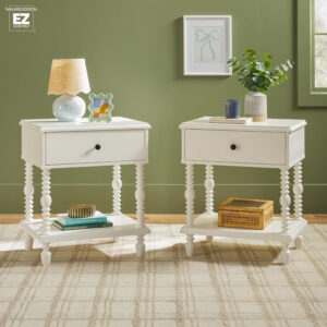 Walker Edison Easy Assembly Wood 1 Drawer Spindle Nightstand - Dark Brown