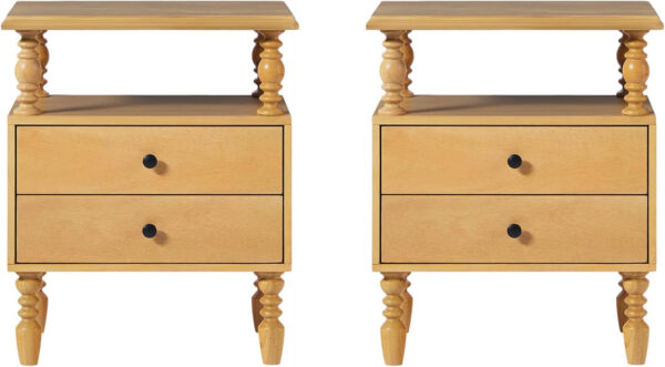 Walker Edison Easy Assembly Wood 1 Drawer Spindle Nightstand - Dark Brown