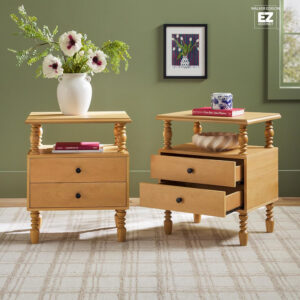 Walker Edison Easy Assembly Wood 1 Drawer Spindle Nightstand - Dark Brown