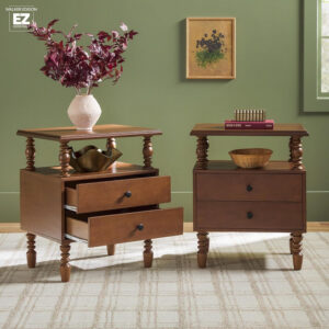 Walker Edison Easy Assembly Wood 1 Drawer Spindle Nightstand - Dark Brown