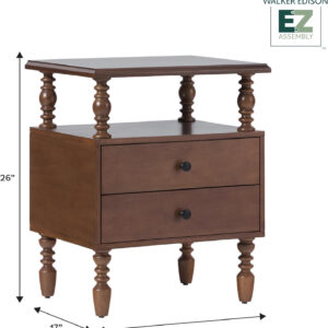 Walker Edison Easy Assembly Wood 1 Drawer Spindle Nightstand - Dark Brown