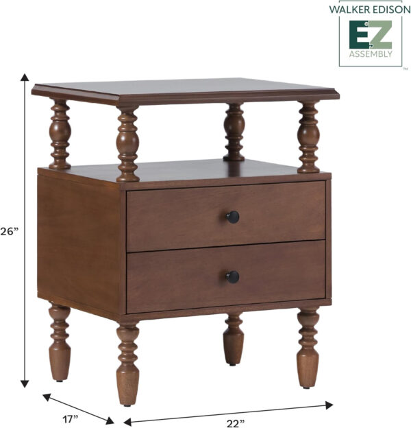 Walker Edison Easy Assembly Wood 1 Drawer Spindle Nightstand - Dark Brown