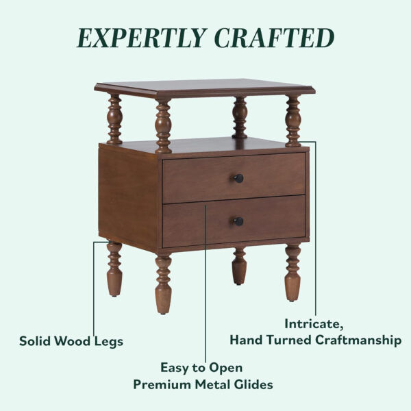 Walker Edison Easy Assembly Wood 1 Drawer Spindle Nightstand - Dark Brown