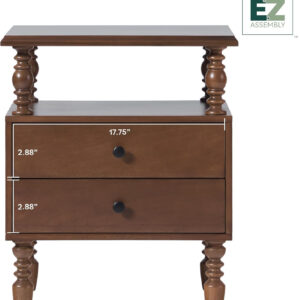 Walker Edison Easy Assembly Wood 1 Drawer Spindle Nightstand - Dark Brown