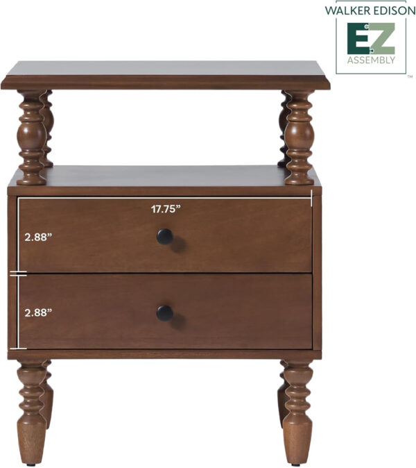 Walker Edison Easy Assembly Wood 1 Drawer Spindle Nightstand - Dark Brown