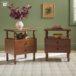 Walker Edison Easy Assembly Wood 1 Drawer Spindle Nightstand - Dark Brown