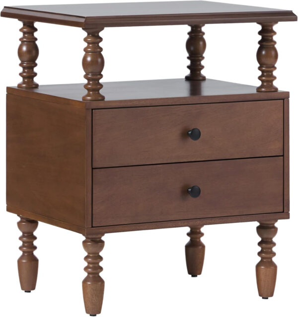 Walker Edison Easy Assembly Wood 1 Drawer Spindle Nightstand - Dark Brown