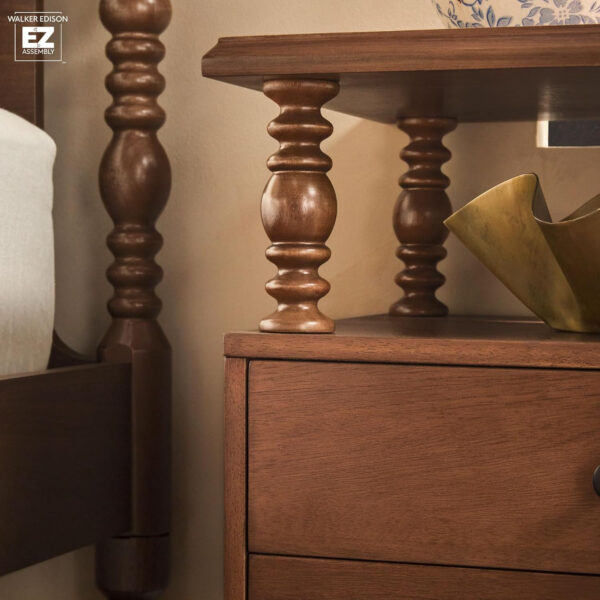 Walker Edison Easy Assembly Wood 1 Drawer Spindle Nightstand - Dark Brown