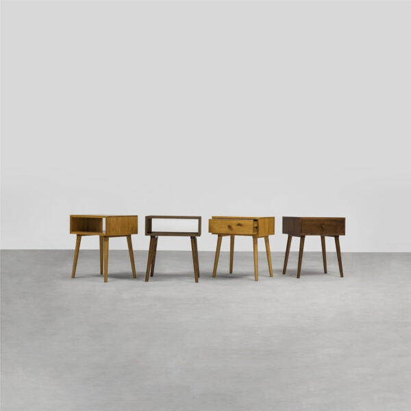 NTC Lux Solid Wood Nightstand with Drawer, Mid Century Modern Side Table Bedroom, Bedside Furniture, Night Stand, End Table, Easy Assembly - Dark Walnut