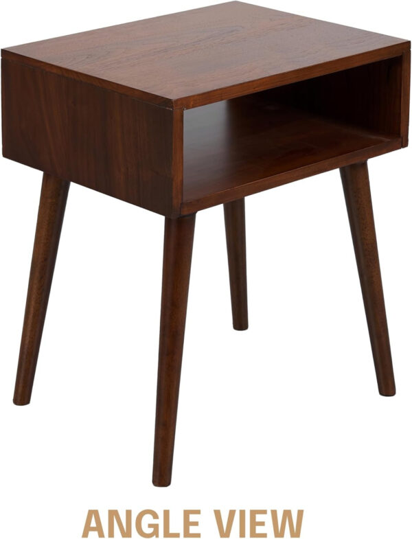 NTC Lux Solid Wood Nightstand with Drawer, Mid Century Modern Side Table Bedroom, Bedside Furniture, Night Stand, End Table, Easy Assembly - Dark Walnut