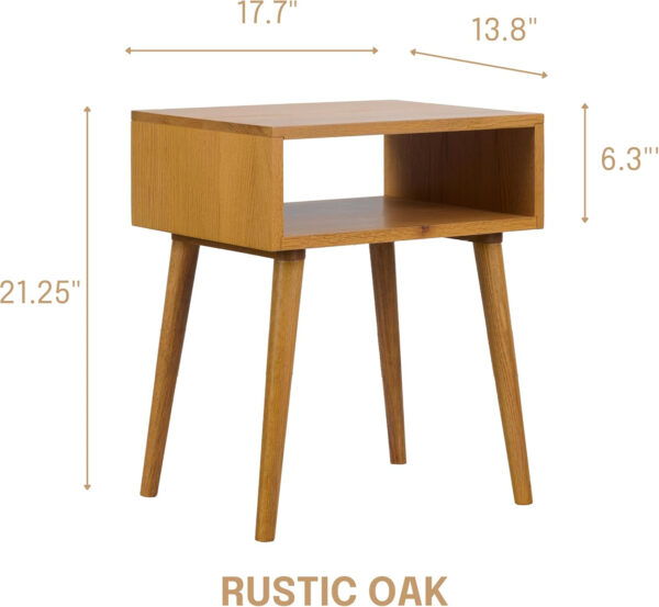 NTC Lux Solid Wood Nightstand with Drawer, Mid Century Modern Side Table Bedroom, Bedside Furniture, Night Stand, End Table, Easy Assembly - Dark Walnut