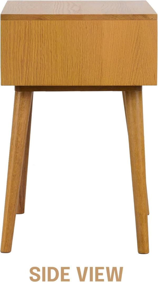 NTC Lux Solid Wood Nightstand with Drawer, Mid Century Modern Side Table Bedroom, Bedside Furniture, Night Stand, End Table, Easy Assembly - Dark Walnut