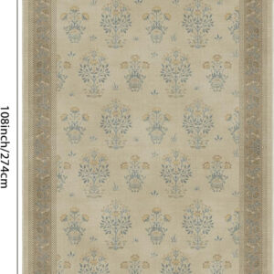 GENIMO 8x10 Vintage Floral Area Rug, Soft Microfiber Washable Rug with Non-Slip Backing, Green Carpet for Living Room, Bedroom and Dining Room