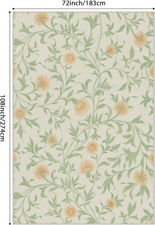 GENIMO 8x10 Vintage Floral Area Rug, Soft Microfiber Washable Rug with Non-Slip Backing, Green Carpet for Living Room, Bedroom and Dining Room