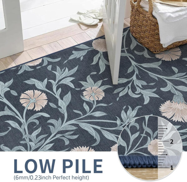 GENIMO 8x10 Vintage Floral Area Rug, Soft Microfiber Washable Rug with Non-Slip Backing, Green Carpet for Living Room, Bedroom and Dining Room