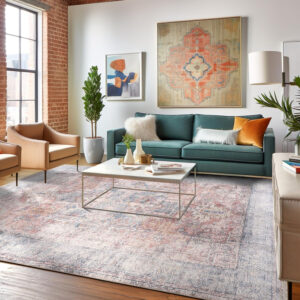 Rugshop Vintage Transitional Boho Machine Washable Area Rug Ideal for Living Room, Bedroom,Kitchen,Entryway,Dining Room,Office 7'7" x 9'6" Rust