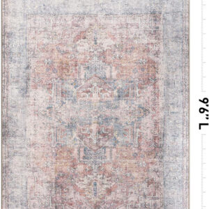 Rugshop Vintage Transitional Boho Machine Washable Area Rug Ideal for Living Room, Bedroom,Kitchen,Entryway,Dining Room,Office 7'7" x 9'6" Rust